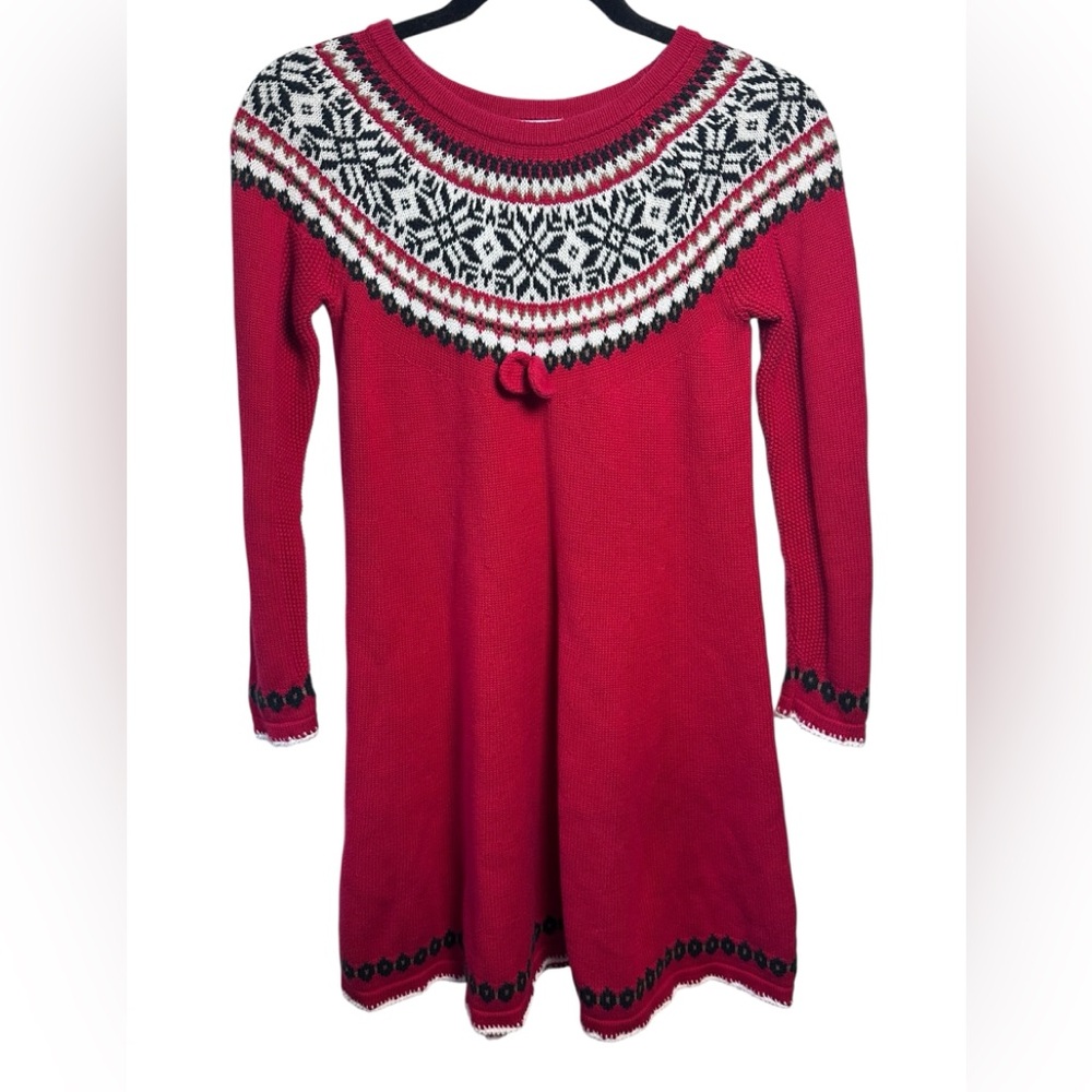 Hanna Andersson Fair Isle Sweater Dress 100% Combed Cotton Winter Holidays SZ 12
